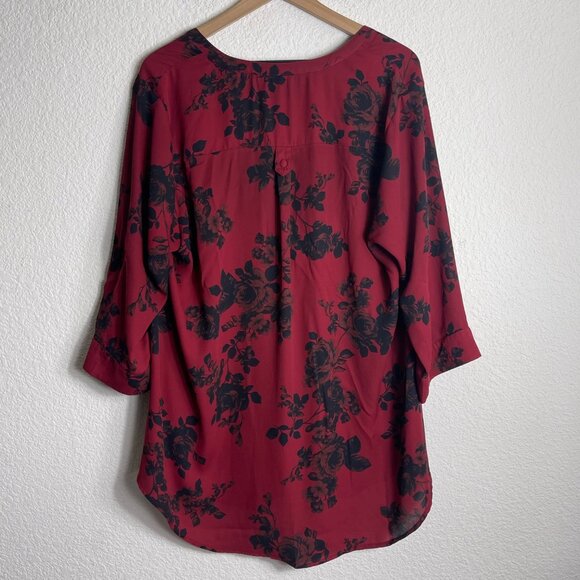 Torrid Red and Black Floral Tunic - Picture 5 of 8